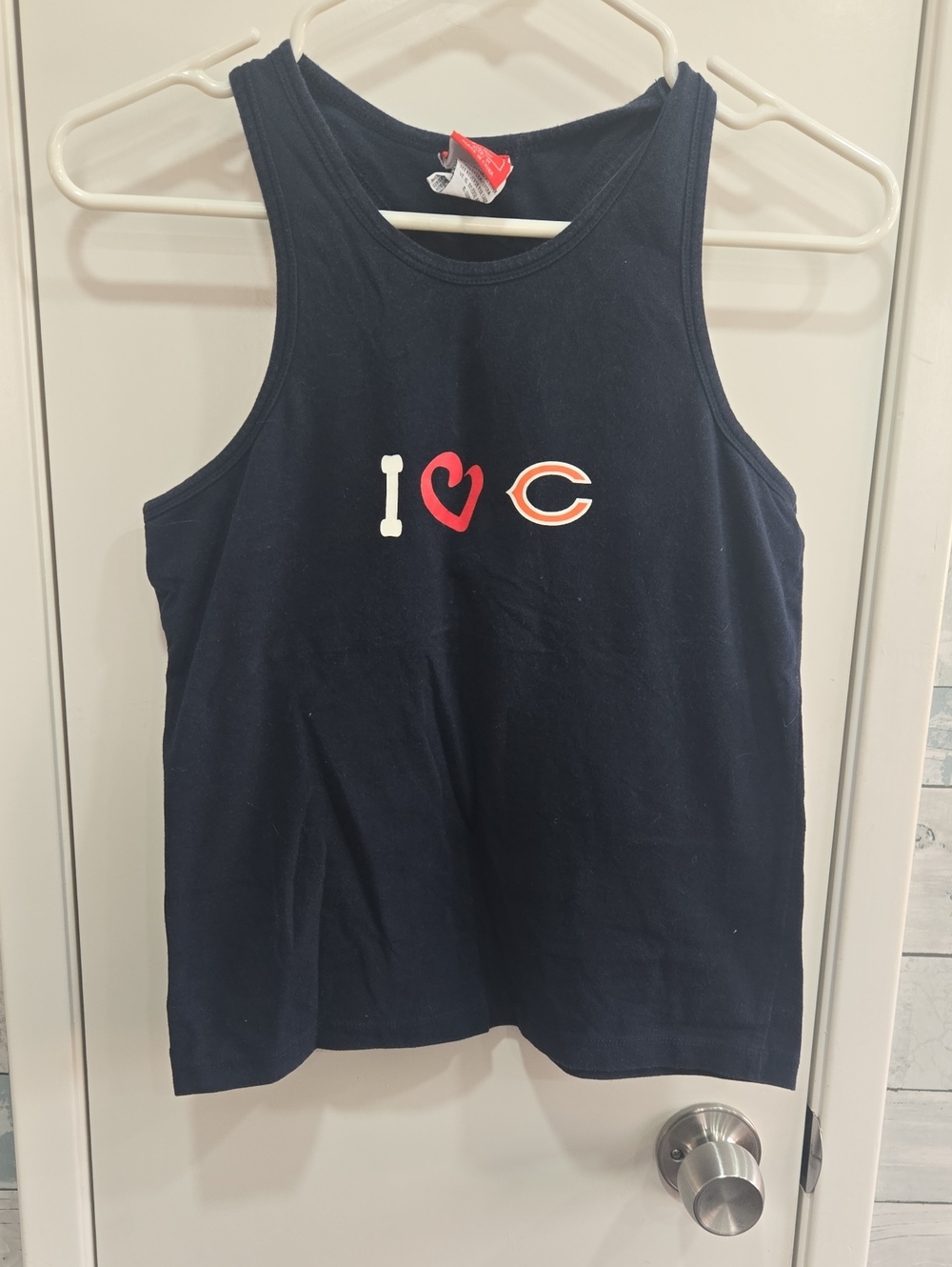 NFL Navy Tank Top with Red Heart and Orange Logo